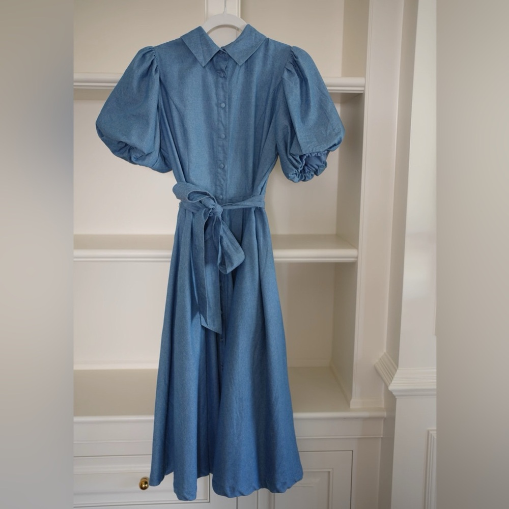 Denim Blue Puff Sleeve Dress